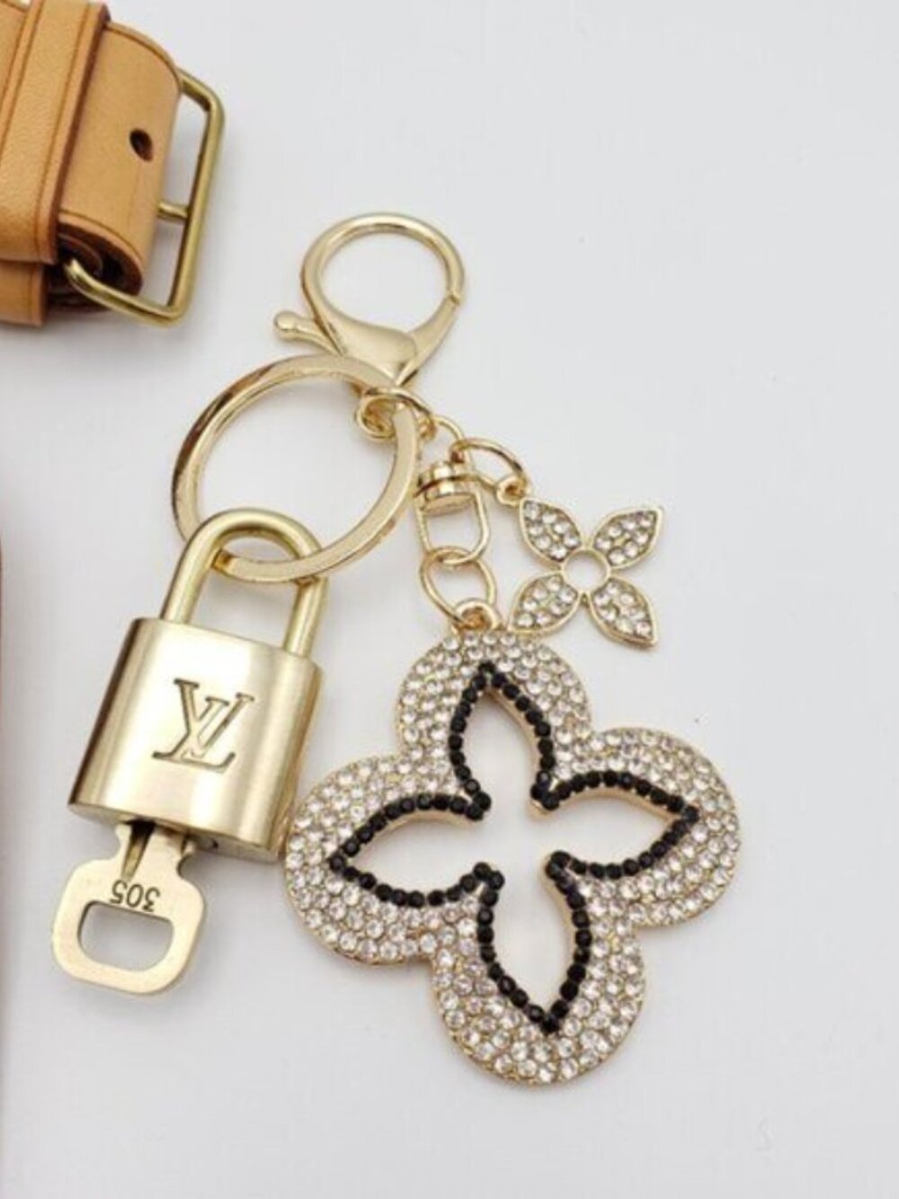 Authentic Louis Vuitton Luggage Nametag and Gold Padlock with Unbranded Keycharm - Picture 2 of 14